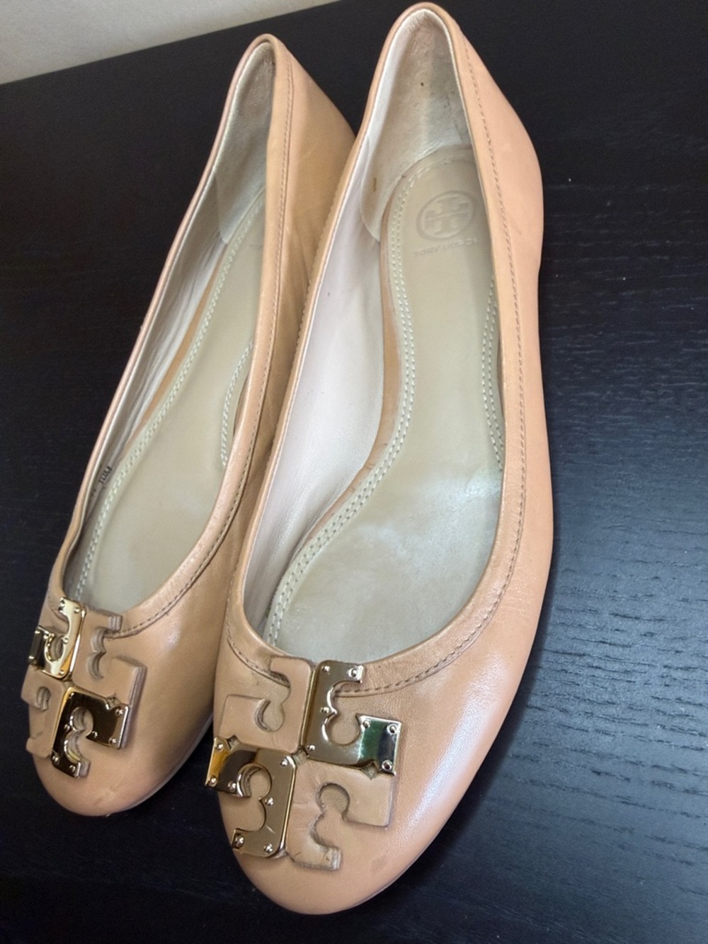 Tory Burch Women’s Lowell Logo Ballet Flat Royal Tan Leather size 10 - Picture 13 of 17